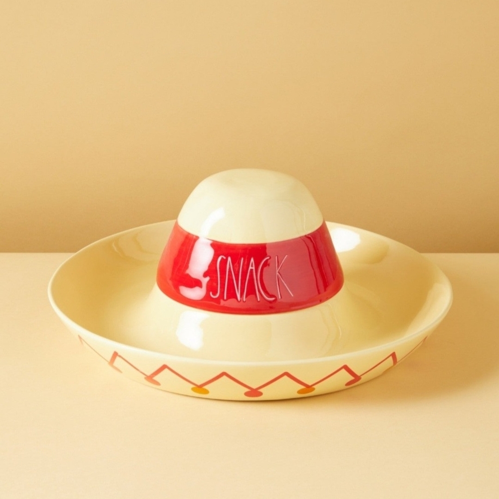 Rae Dunn Red and Cream Snack Dish